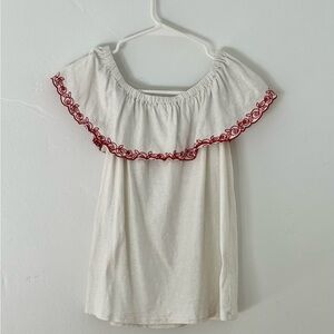 J. Crew White Blouse with Red Embroidery